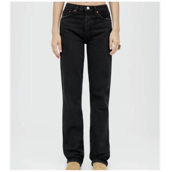 RE/DONE black straight leg high rise pants